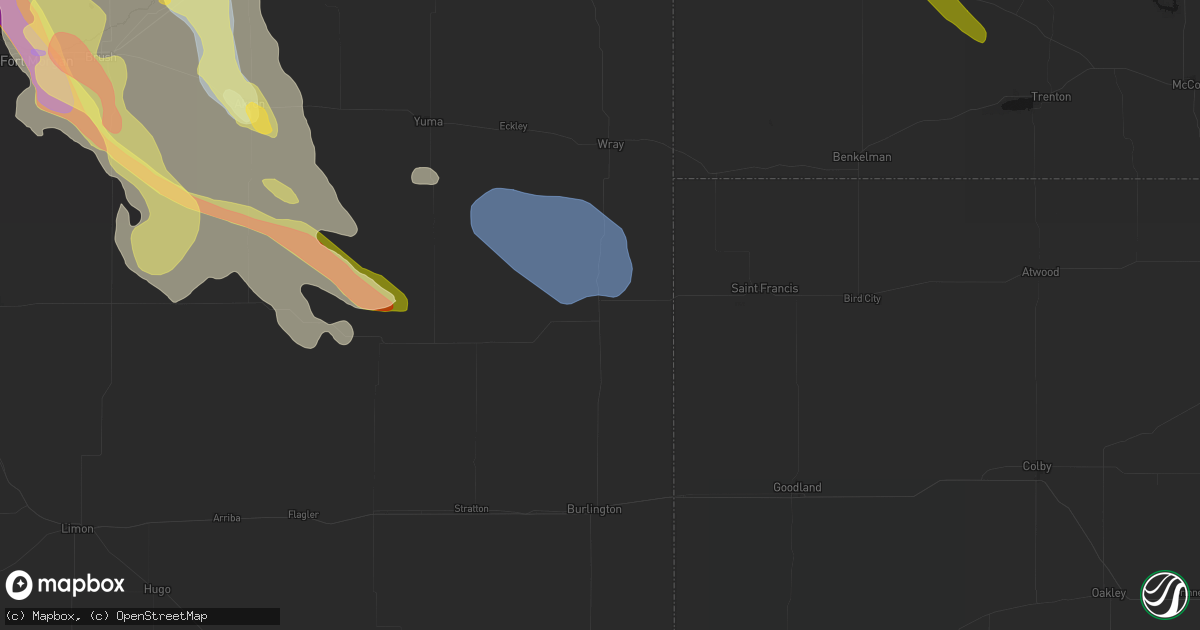 Hail map in Idalia, CO on June 24, 2026