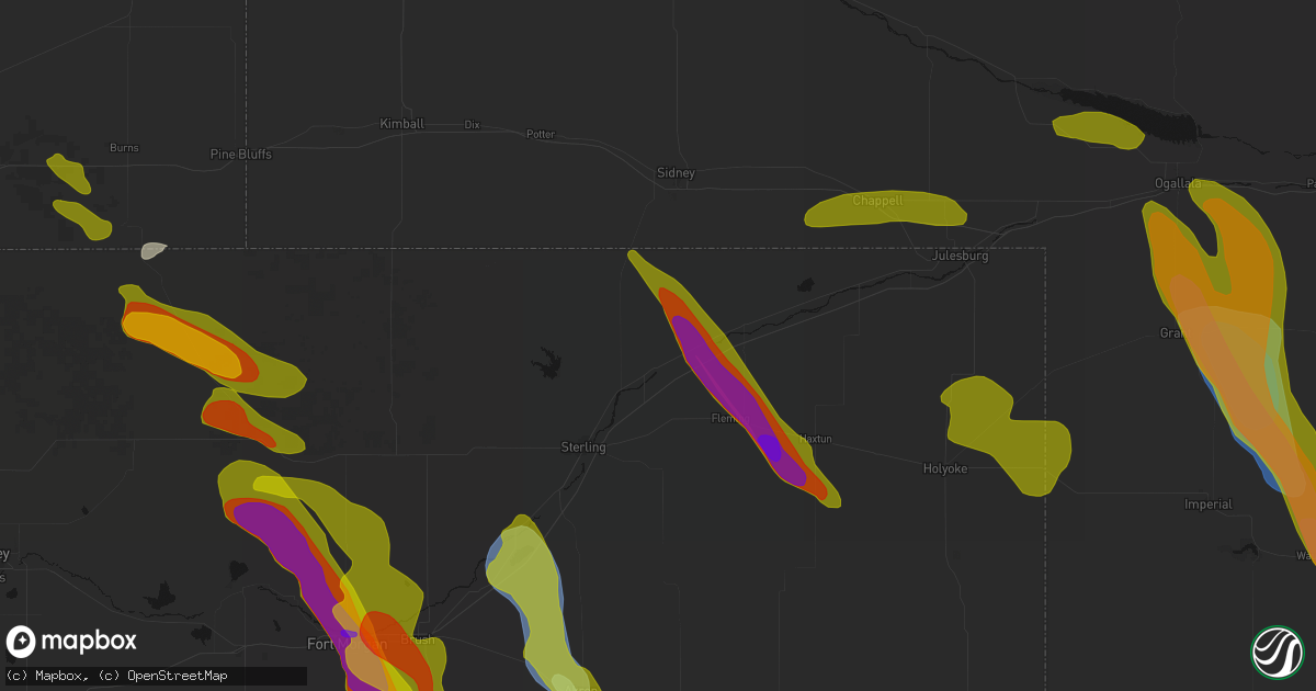 Hail map in Iliff, CO on June 24, 2026