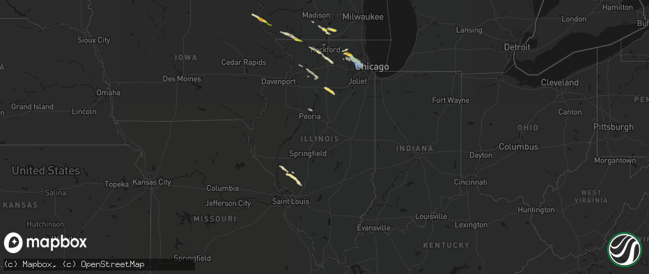 Hail map in Illinois on June 24, 2026