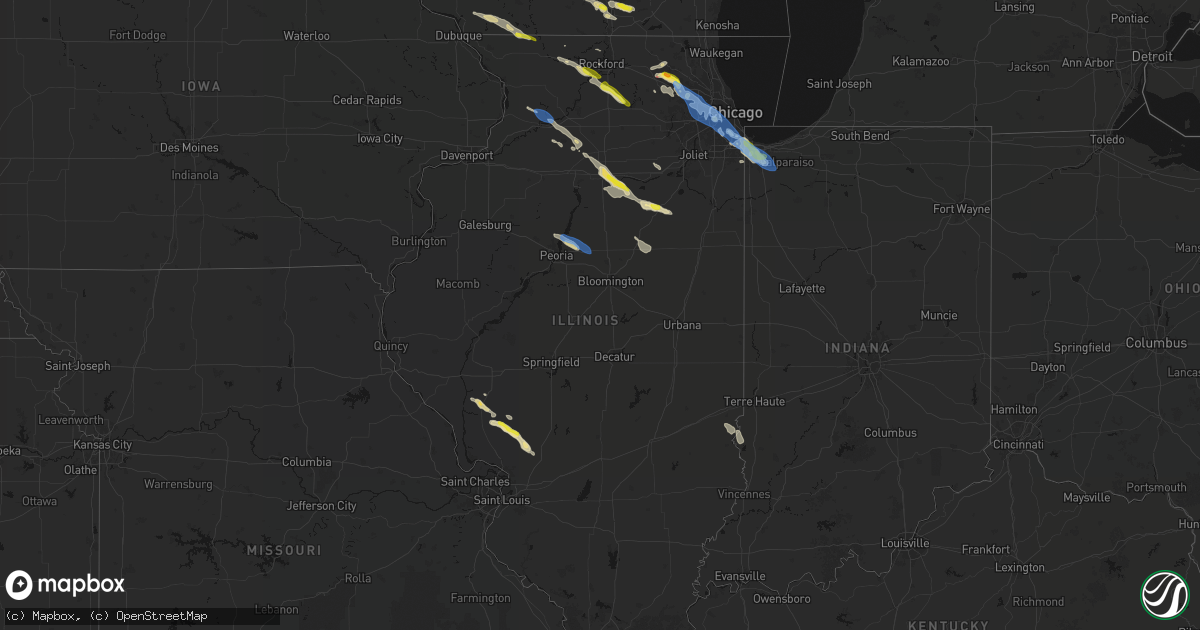 Hail map in Illinois on June 24, 2026