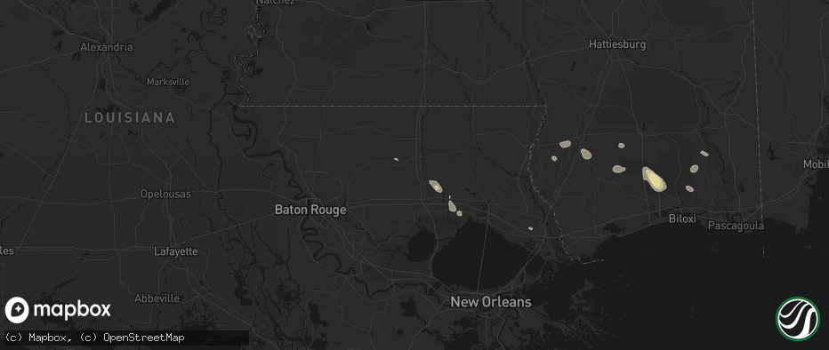 Hail map in Independence, LA on June 24, 2026