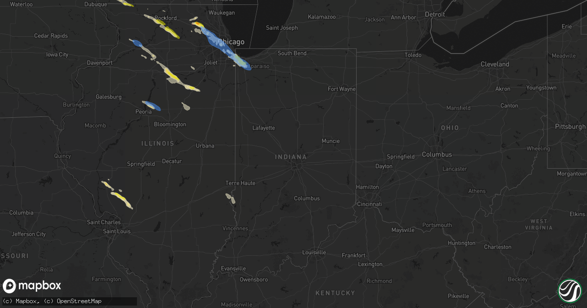 Hail map in Indiana on June 24, 2026