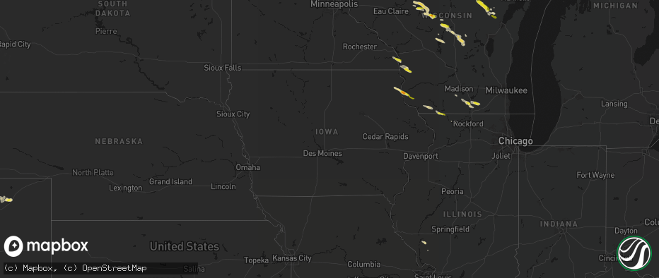 Hail map in Iowa on June 24, 2026