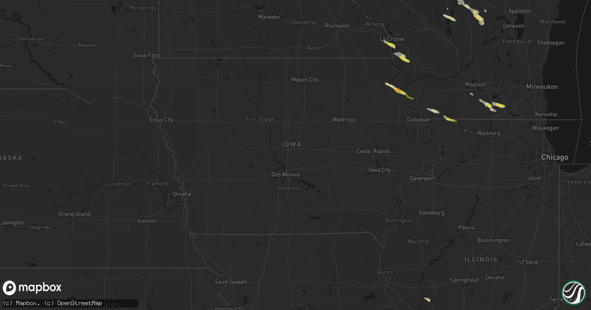 Hail map in Iowa on June 24, 2026