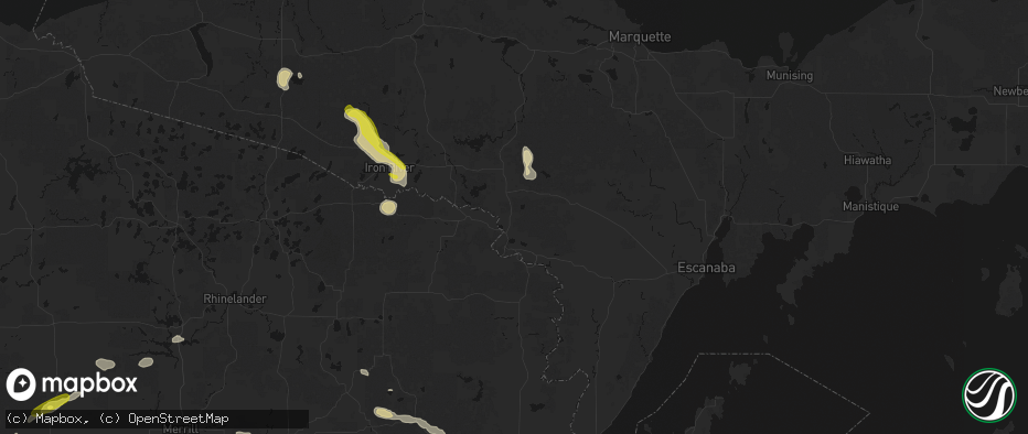 Hail map in Iron Mountain, MI on June 24, 2026