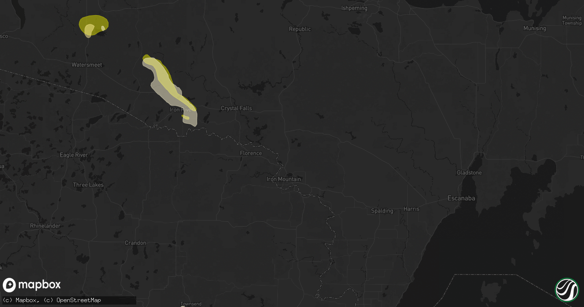 Hail map in Iron Mountain, MI on June 24, 2026