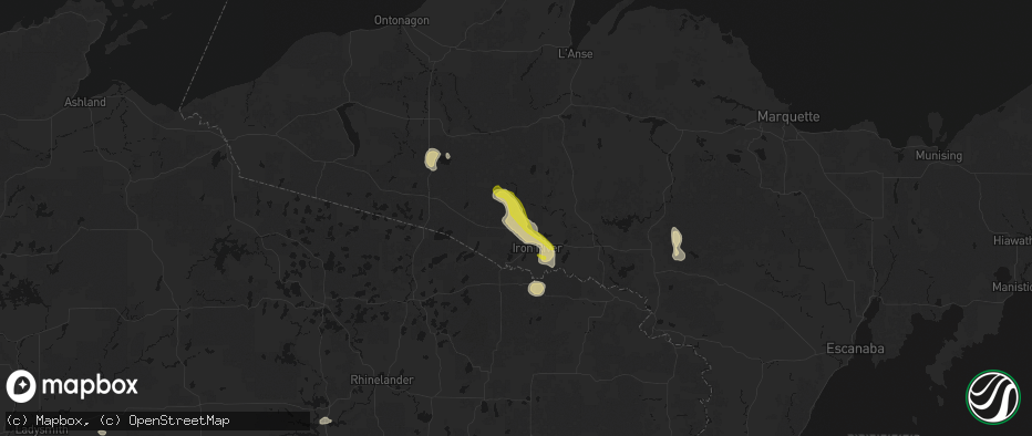 Hail map in Iron River, MI on June 24, 2026
