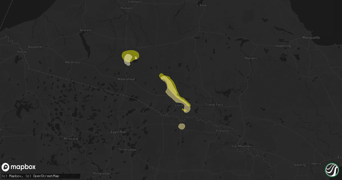 Hail map in Iron River, MI on June 24, 2026
