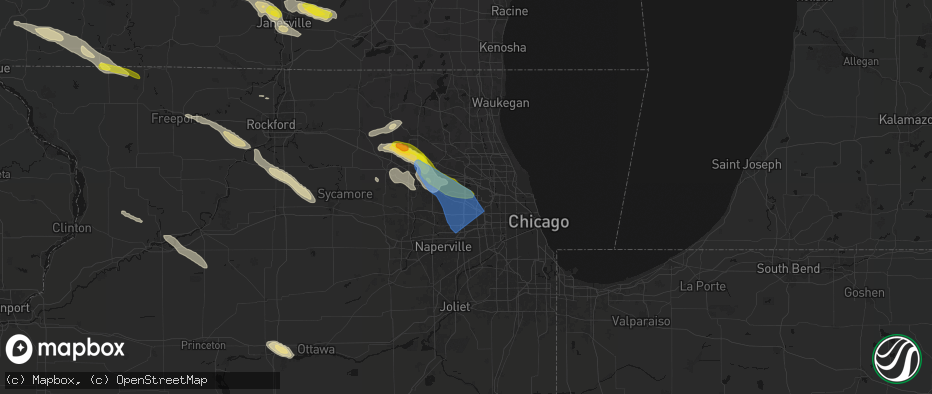 Hail map in Itasca, IL on June 24, 2026