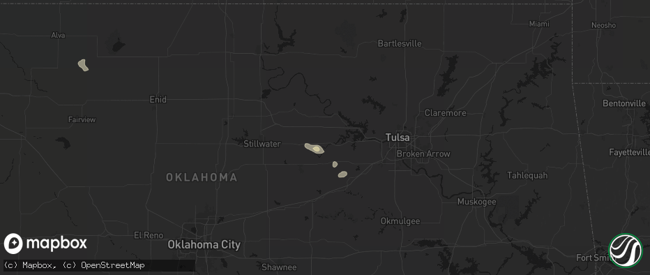 Hail map in Jennings, OK on June 24, 2026