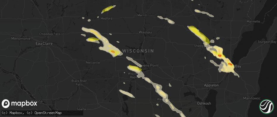 Hail map in Junction City, WI on June 24, 2026
