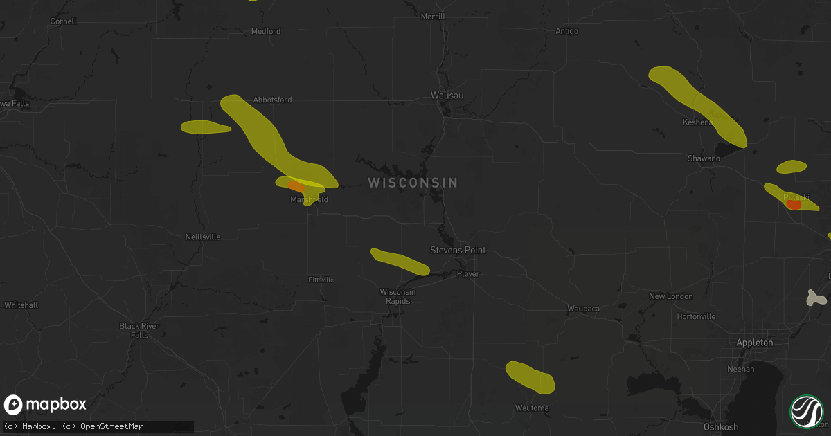 Hail map in Junction City, WI on June 24, 2026