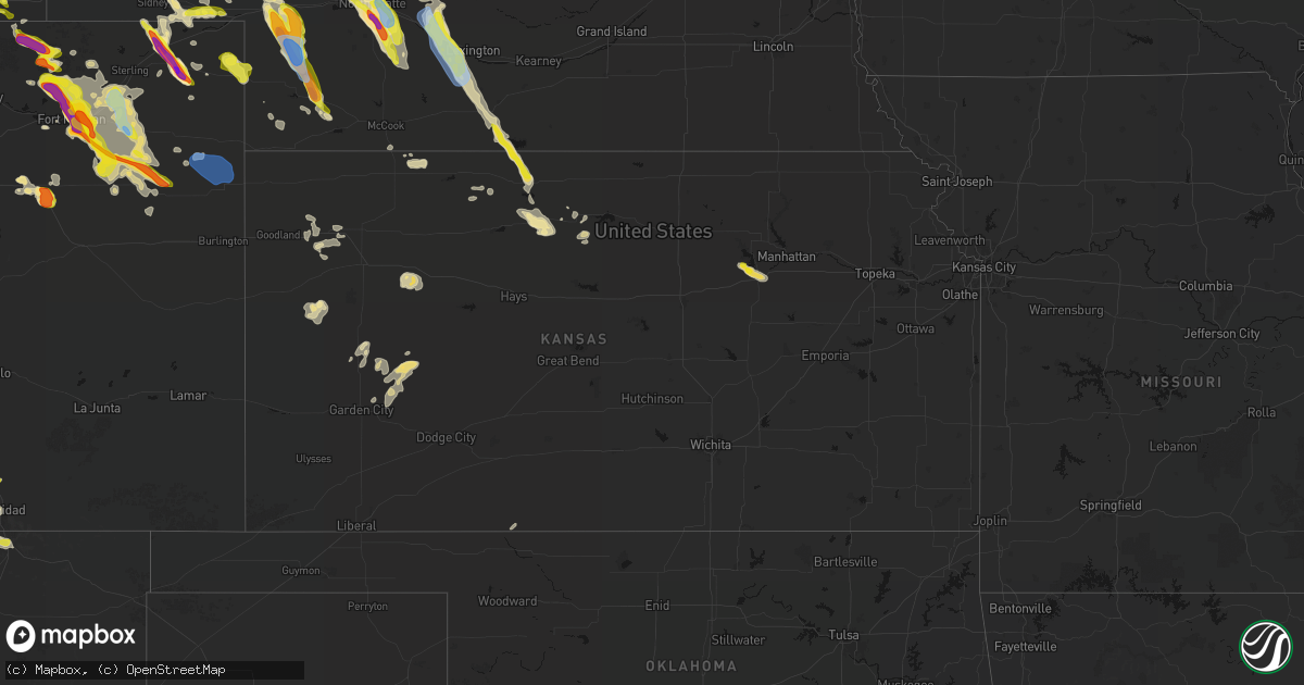 Hail map in Kansas on June 24, 2026