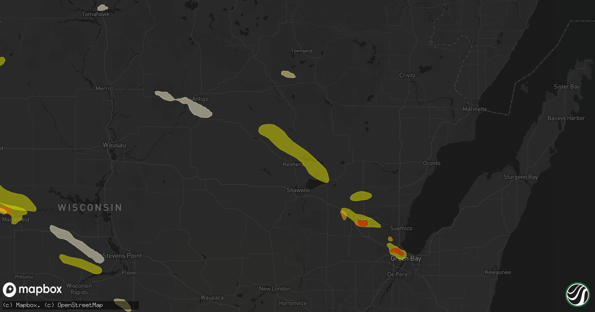 Hail map in Keshena, WI on June 24, 2026