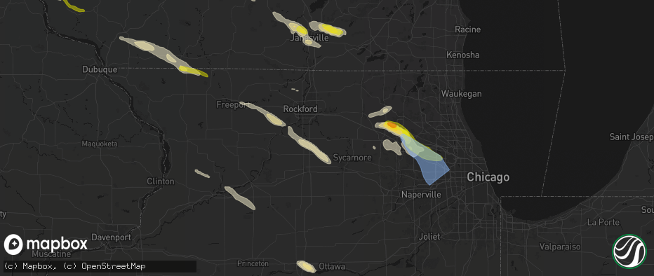 Hail map in Kirkland, IL on June 24, 2026