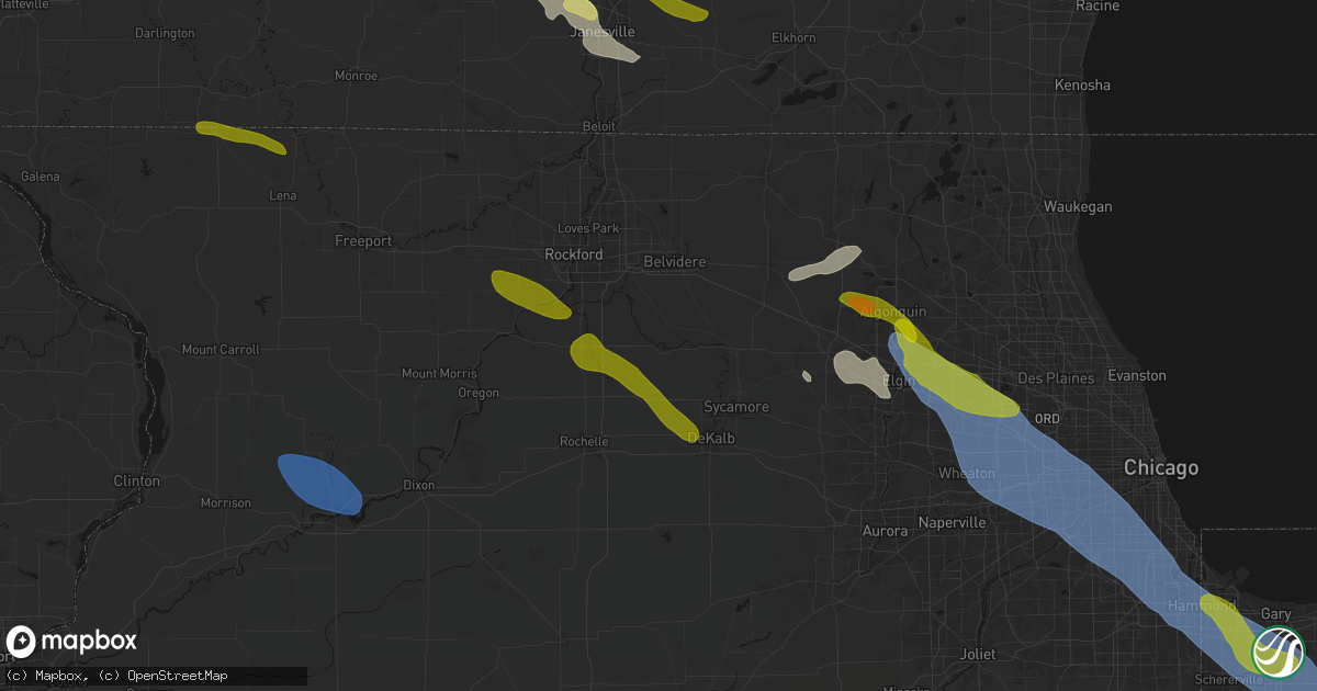 Hail map in Kirkland, IL on June 24, 2026