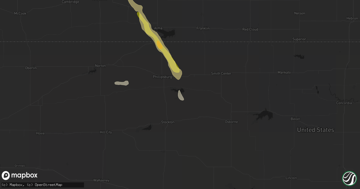 Hail map in Kirwin, KS on June 24, 2026