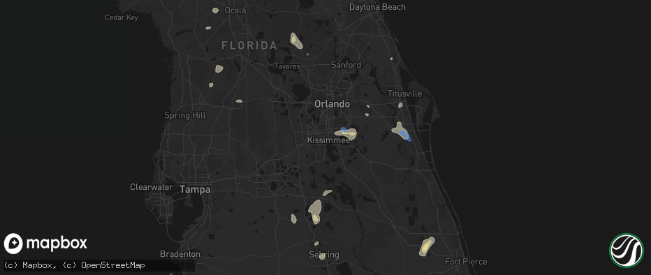 Hail map in Kissimmee, FL on June 24, 2026