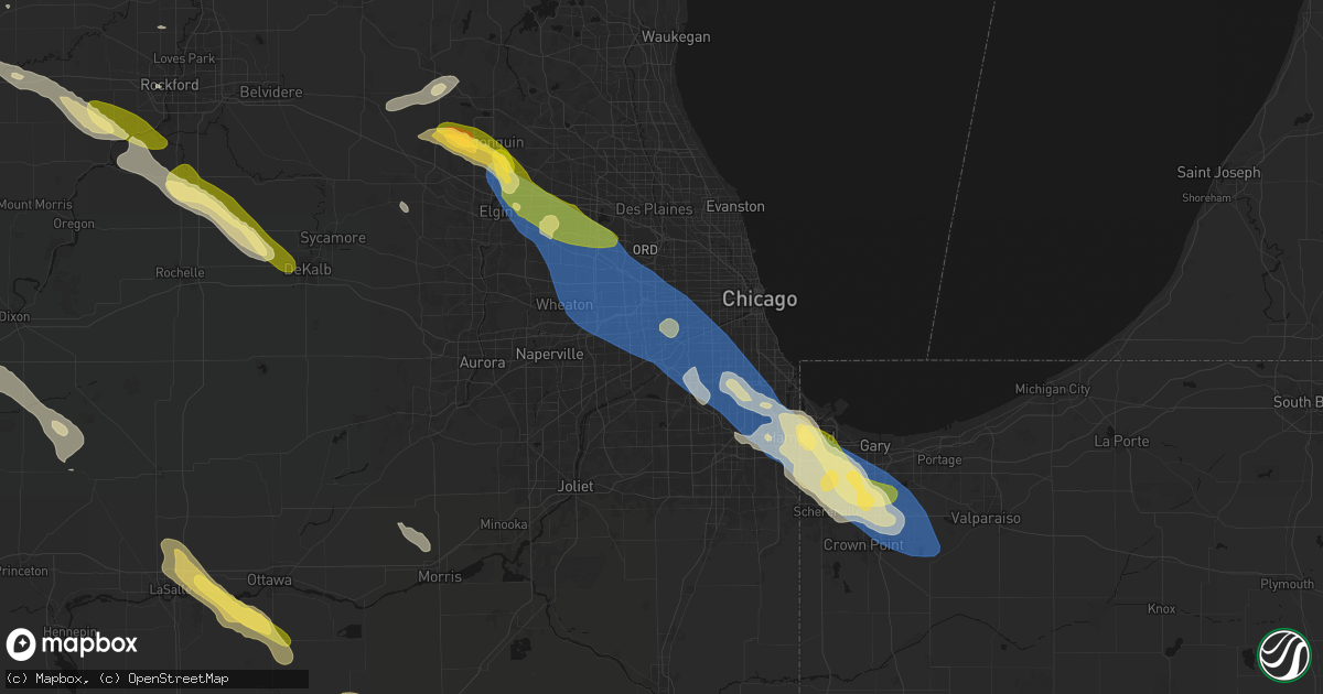 Hail map in La Grange, IL on June 24, 2026