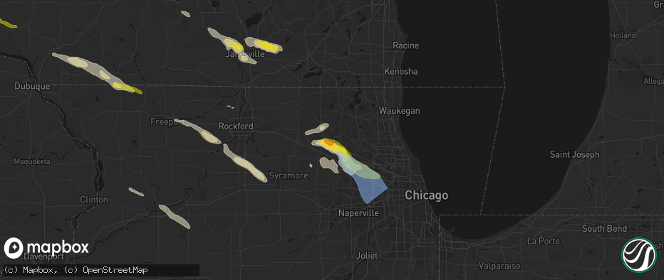 Hail map in Lake In The Hills, IL on June 24, 2026