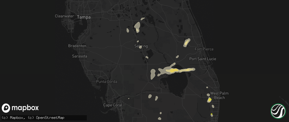 Hail map in Lake Placid, FL on June 24, 2026