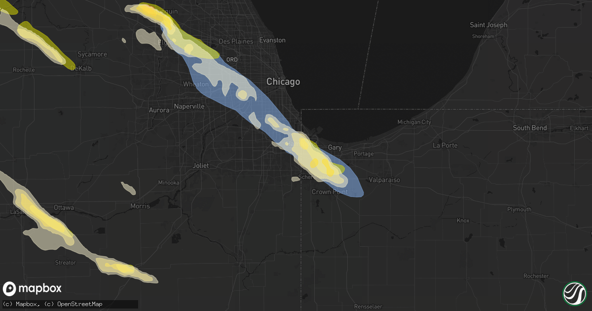 Hail map in Lansing, IL on June 24, 2026