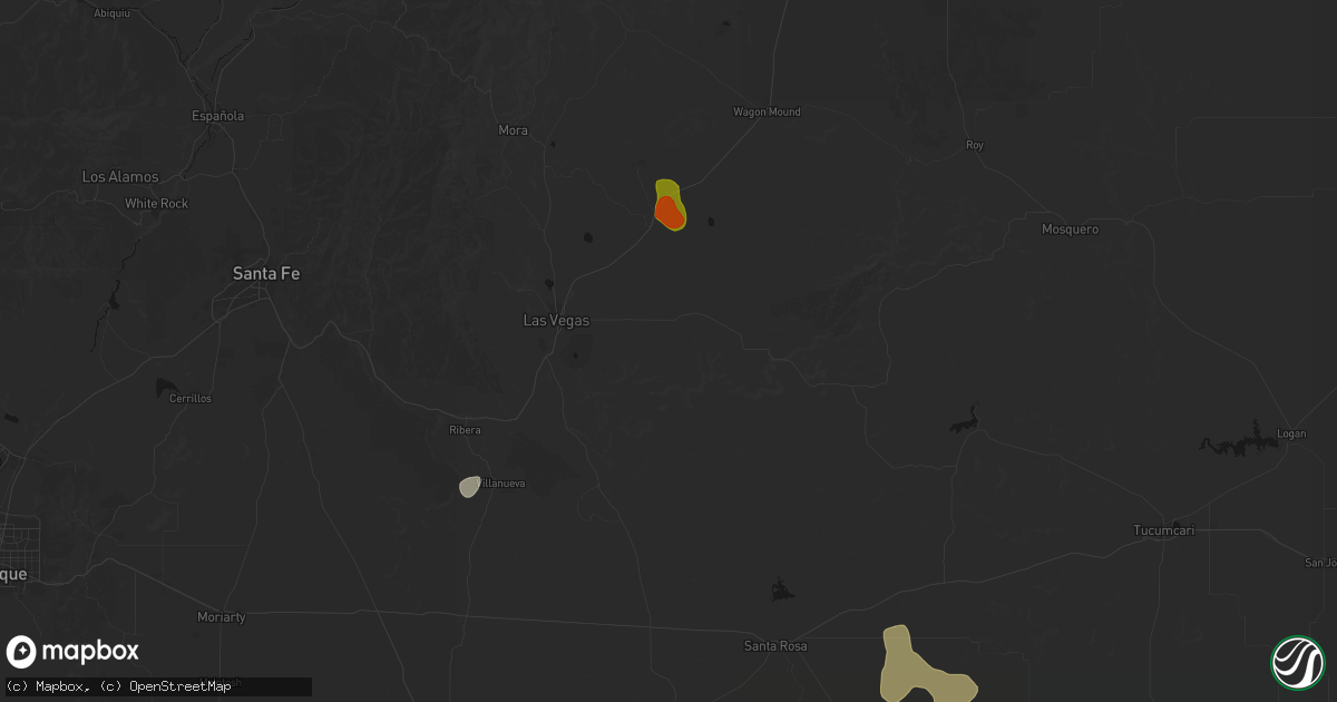 Hail map in Las Vegas, NM on June 24, 2026