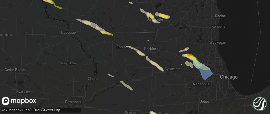 Hail map in Leaf River, IL on June 24, 2026