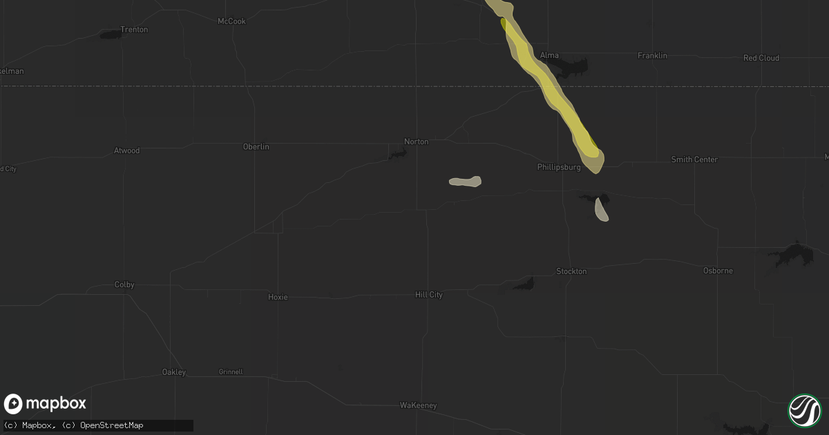 Hail map in Lenora, KS on June 24, 2026