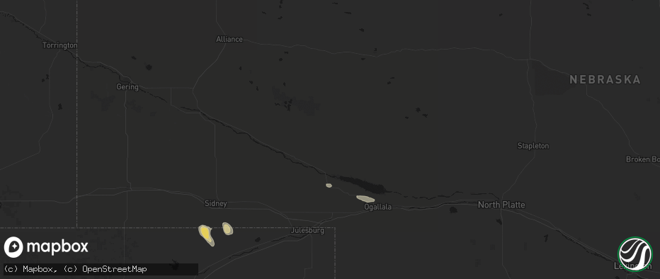 Hail map in Lewellen, NE on June 24, 2026