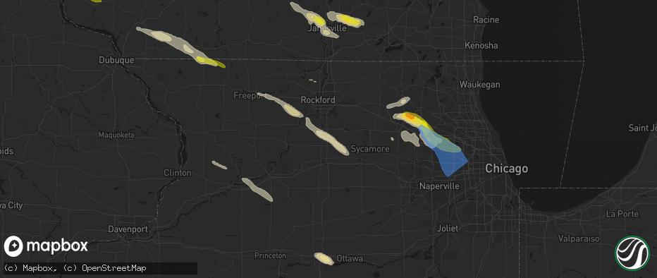 Hail map in Lindenwood, IL on June 24, 2026