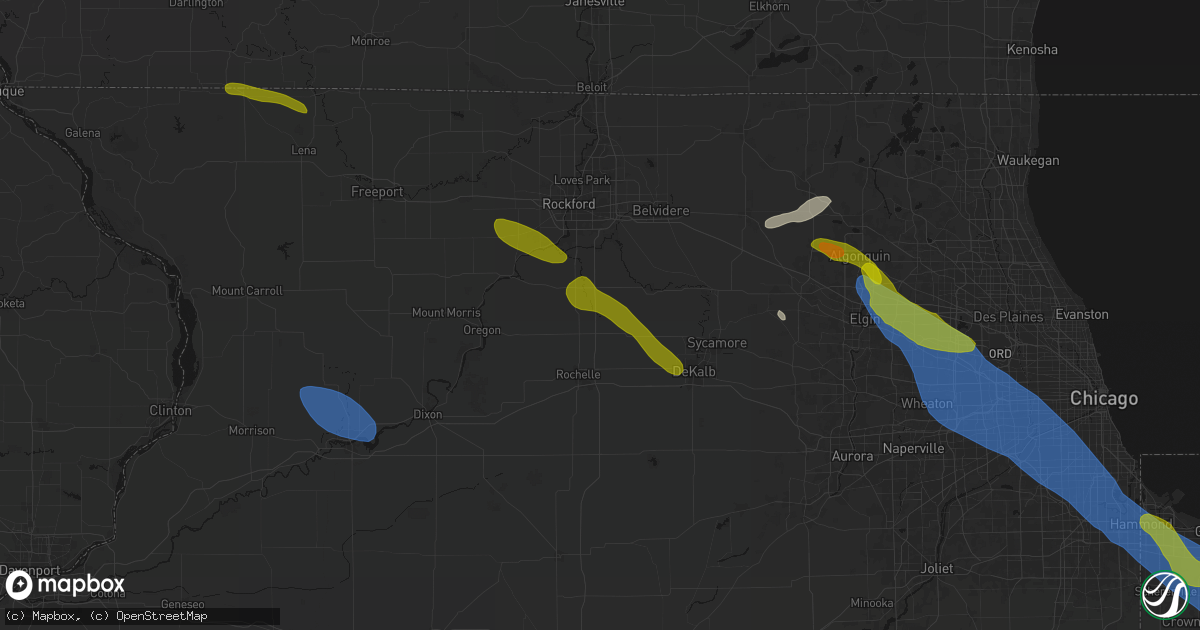 Hail map in Lindenwood, IL on June 24, 2026