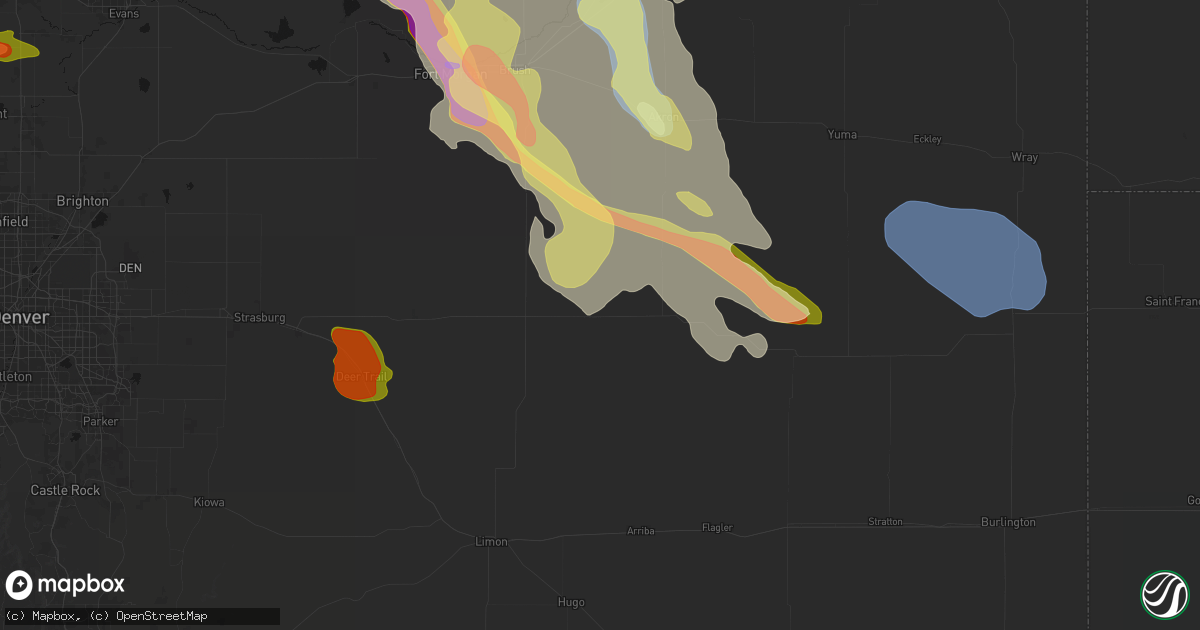 Hail map in Lindon, CO on June 24, 2026