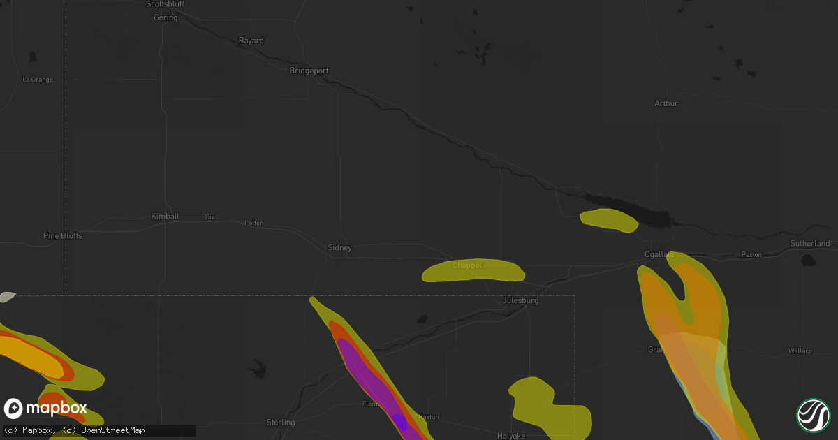 Hail map in Lodgepole, NE on June 24, 2026