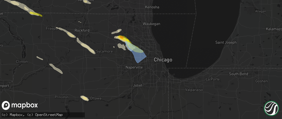 Hail map in Lombard, IL on June 24, 2026