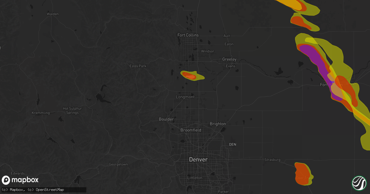 Hail map in Longmont, CO on June 24, 2026
