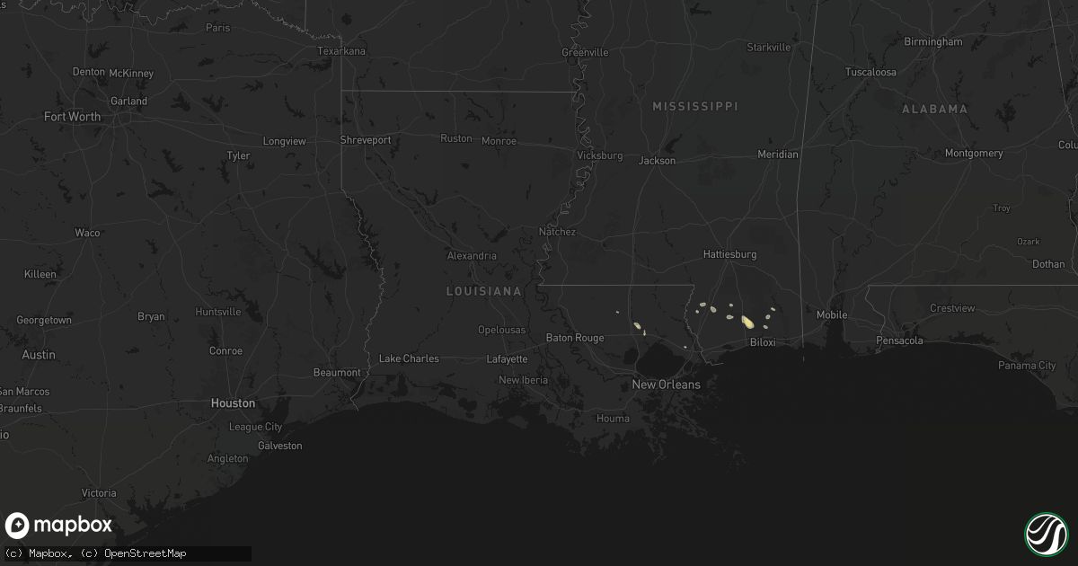 Hail map in Louisiana on June 24, 2026
