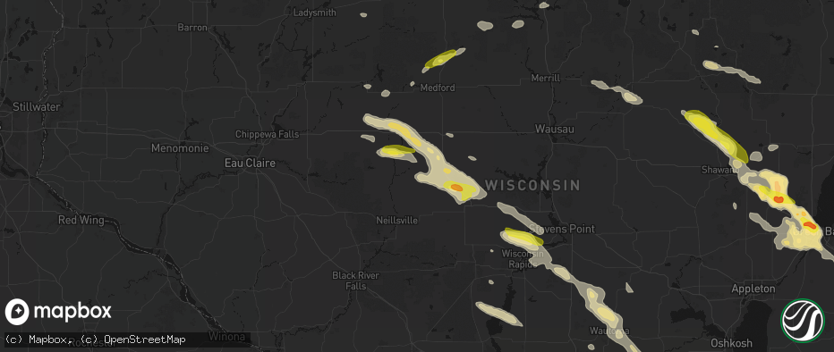 Hail map in Loyal, WI on June 24, 2026