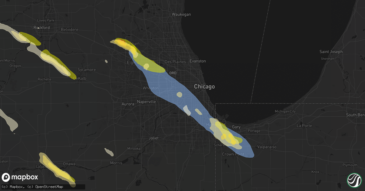 Hail map in Lyons, IL on June 24, 2026