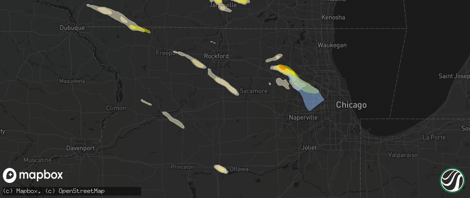 Hail map in Malta, IL on June 24, 2026