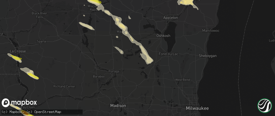 Hail map in Markesan, WI on June 24, 2026