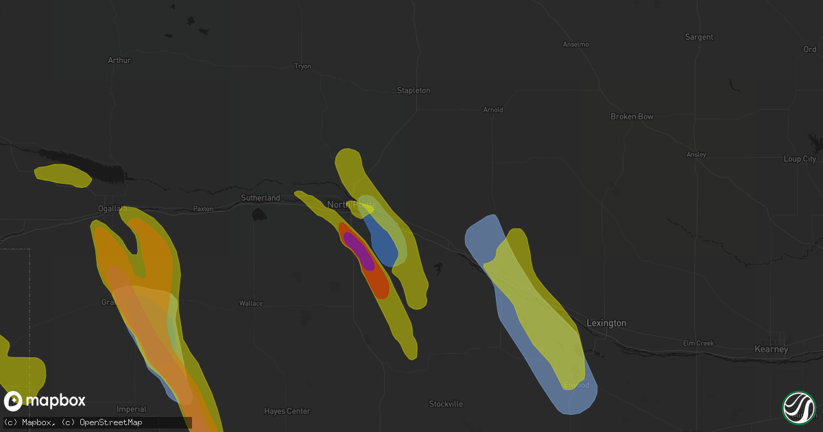 Hail map in Maxwell, NE on June 24, 2026