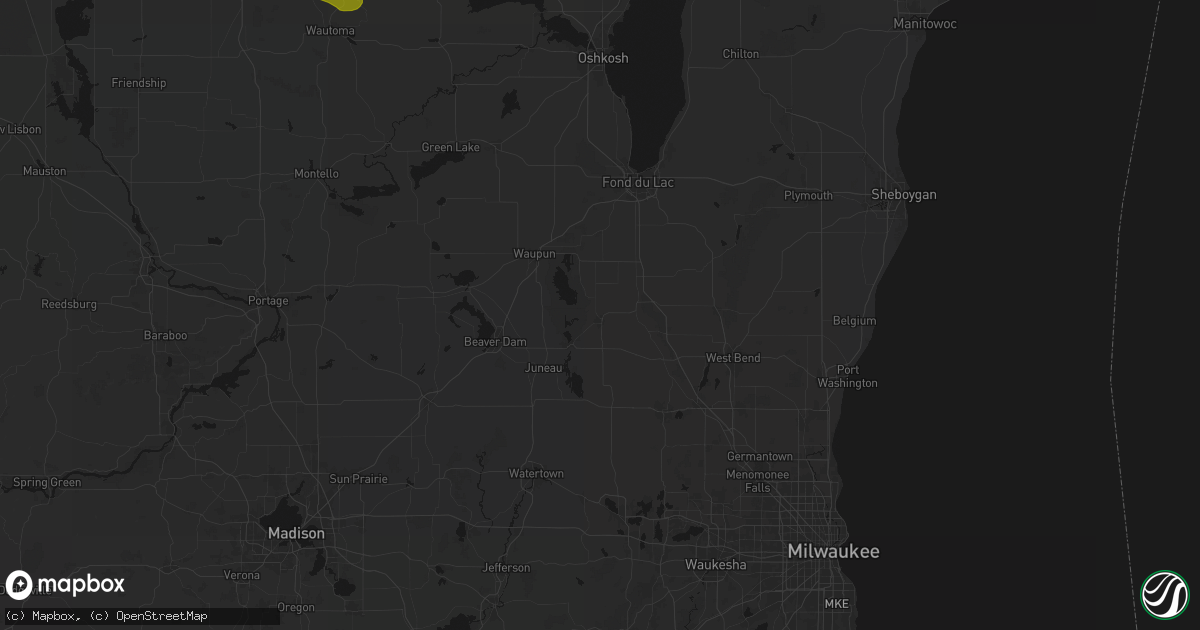 Hail map in Mayville, WI on June 24, 2026