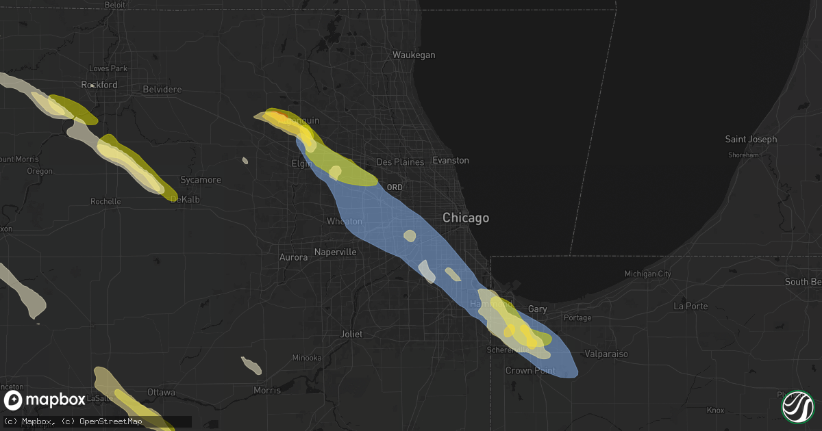 Hail map in Maywood, IL on June 24, 2026