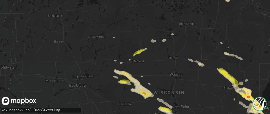 Hail map in Medford, WI on June 24, 2026