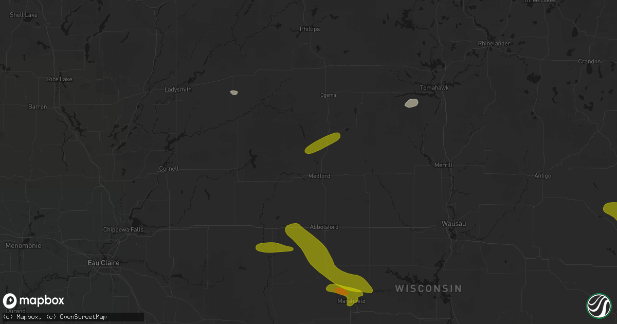 Hail map in Medford, WI on June 24, 2026