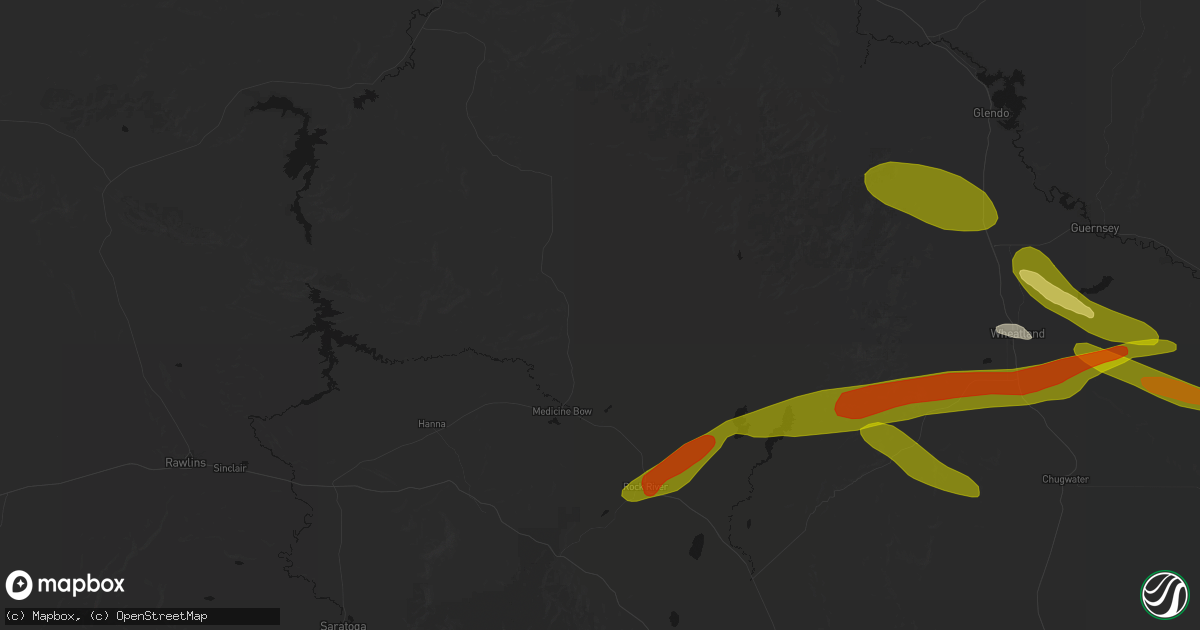 Hail map in Medicine Bow, WY on June 24, 2026