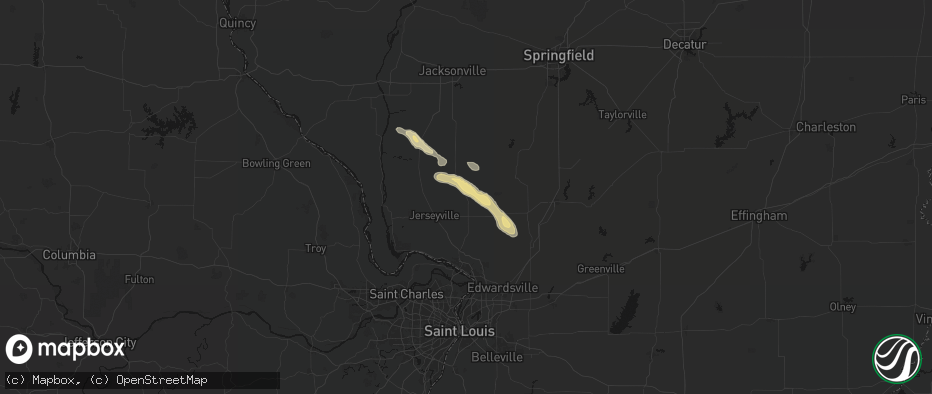Hail map in Medora, IL on June 24, 2026