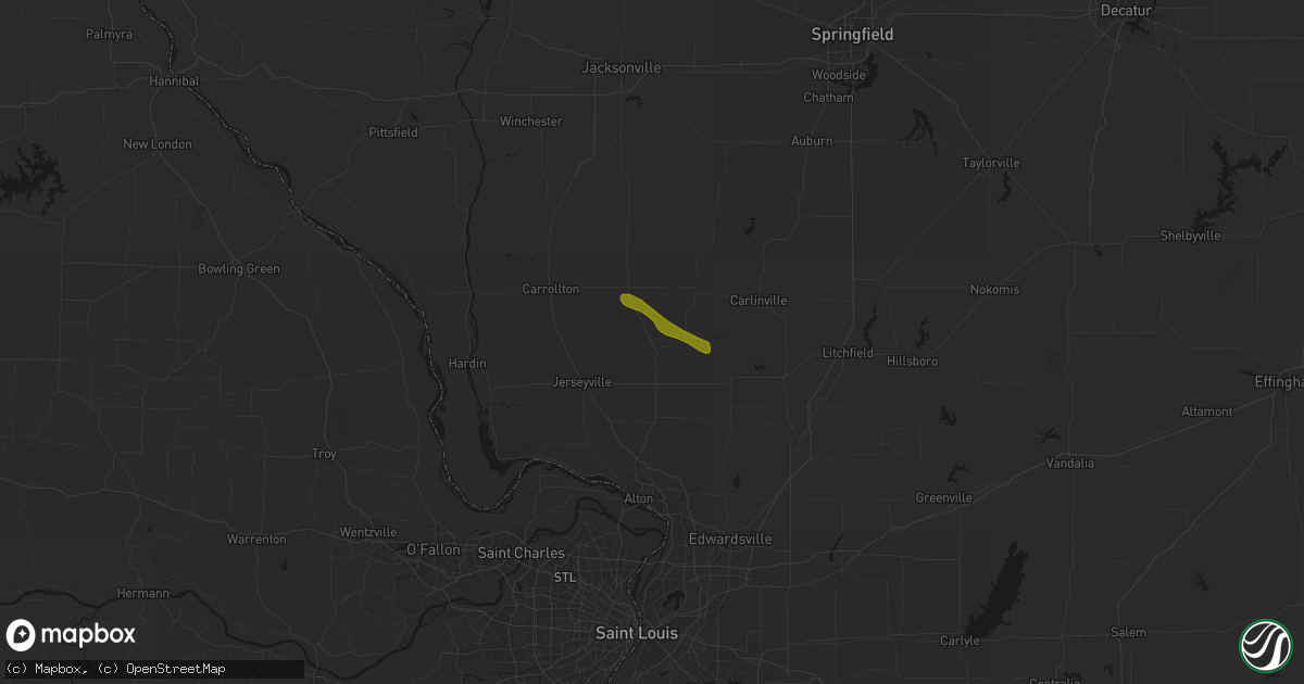 Hail map in Medora, IL on June 24, 2026
