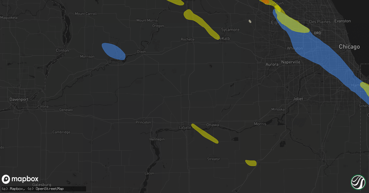 Hail map in Mendota, IL on June 24, 2026